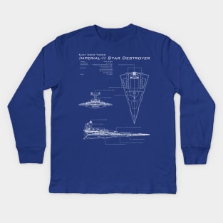 Imperial Star Destroyer Blueprint Kids Long Sleeve T-Shirt